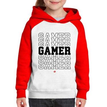 Imagem de Moletom Infantil Gamer - Foca na Moda, Branco, Vermelho, 12