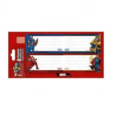 Imagem de Etiqueta Escolar Adesiva Avengers Vingadores c/ 8 Etiquetas - Tilibra
