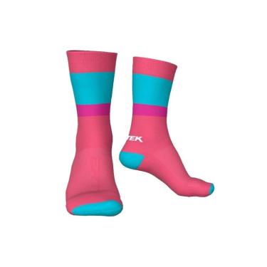 Imagem de Meia de Ciclismo Rontek Cano Medio Rosa e Azul Tam 36-44