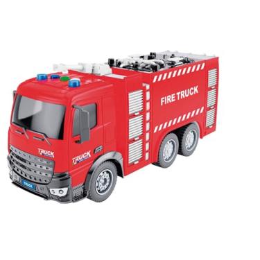 Imagem de Zippy Toys, Brinquedo Caminhão de Bombeiro com Esguicho, Fricção, Luz e Som