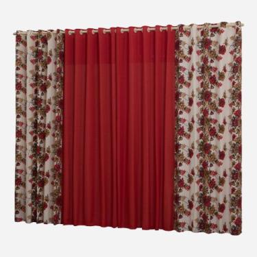 Imagem de Cortina Floral 3,00 metros Para Sala E Quarto Estampada Floral - FELIP