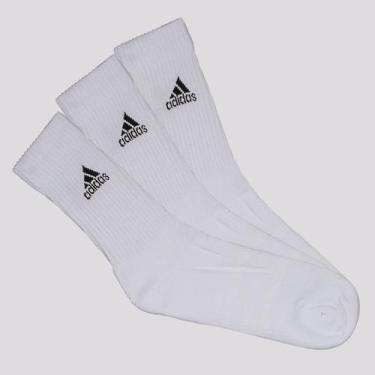 Imagem de Kit Meia Adidas Cano Alto 3 Pares Preta e Branca, M