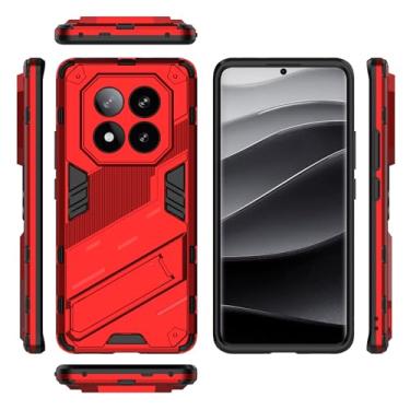 Imagem de Compatível Com Capa Para Xiaomi Redmi Note 14 Pro Plus 5G (versão Doméstica), Capa Protetora Para Telefone À Prova De Choque Kickstand, Capa Protetora Para PC E TPU Para Celular(Rojo)