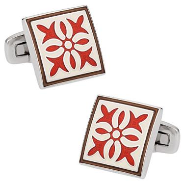 Imagem de Abotoaduras esmaltadas vermelhas e vermelhas com caixa de apresentação Cuff-Daddy