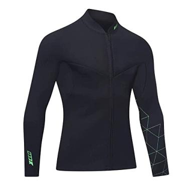 Imagem de Jaqueta masculina de neoprene de 3 mm, com zíper frontal, manga comprida, roupa de mergulho para natação, snorkel, mergulho, surfe (3FT-MN-M)