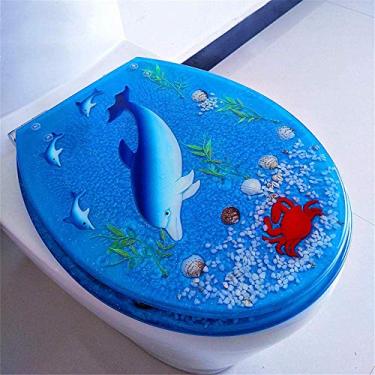 Imagem de Assento de vaso sanitário com rebaixamento automático, resina de ureia-formaldeído, tampa de metal, solução rápida, formato universal vuo, assento de vaso sanitário de golfinho natural