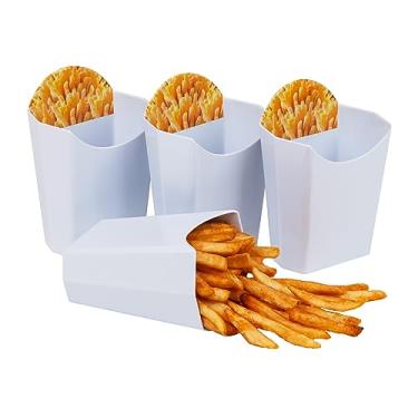 Imagem de Mind Reader Conjunto de servir batatas fritas, itens essenciais de hospedagem, cozinha ao ar livre, melamina, 12 cm C x 8,3 cm L x 17 cm A, 4 peças, branco