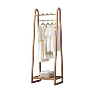 Imagem de Cabide de pé cabide de pé para quarto, cabide de roupa multifuncional de madeira maciça simples, cabide de roupa para casa, cabide para roupa cabide de pé (madeira natural, pequeno)