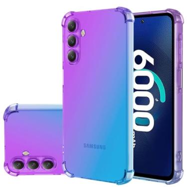Imagem de Gufuwo Capa para Galaxy M35, capa fofa para Samsung M35 5G SM-M356B para meninas e mulheres, capa protetora à prova de choque de TPU macio antiarranhões gradiente para Samsung Galaxy M35 5G roxo/azul