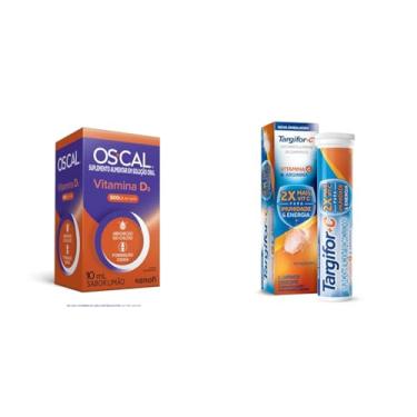 Imagem de Kit Os-Cal Vitamina D3 500UI/ml em gotas 10ml + Targifor C Vitamina C e Arginina 16 comprimidos efervescentes