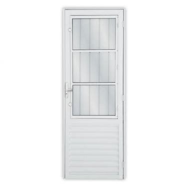 Imagem de Porta de Alumínio Postico 210x80cm com 3 Vidros Mini Boreal Linha Solida Mgm Branco