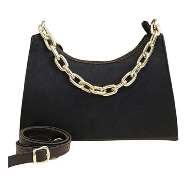 Imagem de BOLSA BAGUETE FEMININA MEIA LUA DE OMBRO CORRENTE PEQUENA (PRETA)