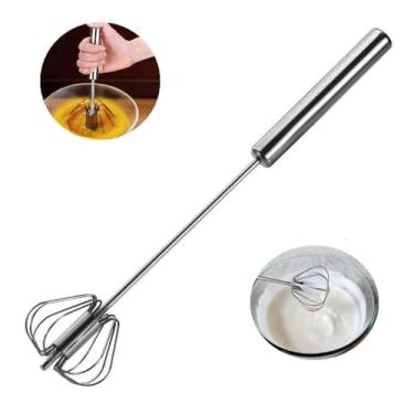 Imagem de Misturador Batedor de AÇOINOXIDÁVEL - Mixer Giratório Semi Automático De Ovos, Claras em Neve, Espumador de leite, Molhos.