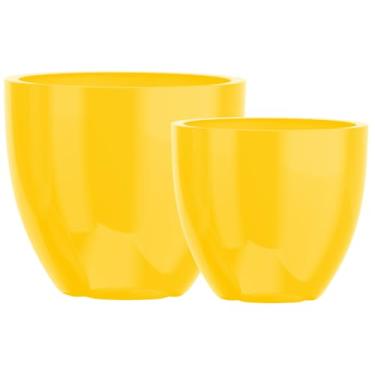 Imagem de Kit 2 Vasos Cachepot Fibra Vidro 57cm E 45cm Plantas Cores (Amarelo)