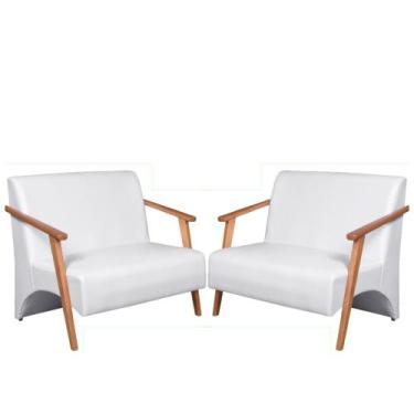 Imagem de Kit 2 Poltronas Namoradeira Venus Braço Madeira Maciça Tecido Sintétic