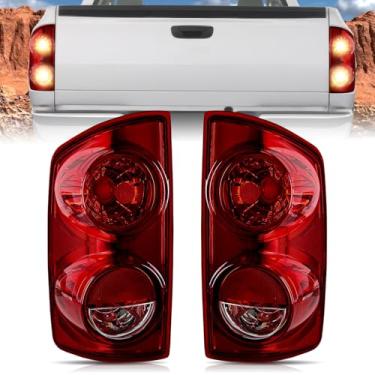 Imagem de Nilight Conjunto de lanterna traseira compatível com Dodge Ram 2500 3500 2007 2007 2008 2009 Dodge Ram 2500 3500 substituição da lâmpada traseira, estilo original, lado do motorista e lente vermelha