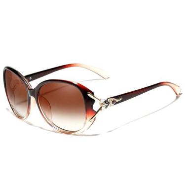 Imagem de Óculos de Sol Feminino Grande CatEye Retro Kingseven Proteção UV400 Po