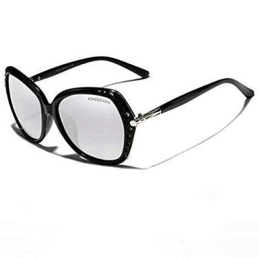 Imagem de Óculos de Sol Feminino Grande Borboleta Kingseven N-7215 Proteção UV40