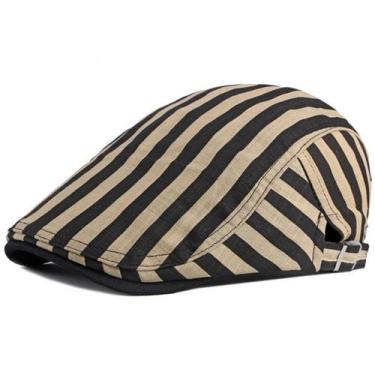 Imagem de Boina Masculina Viseira Casual Listrado Ajustavel - xthree, Bege