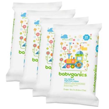 Imagem de Lenços Umedecidos Babyganics para Bebê - Pacote com 4 (25 Unidades)