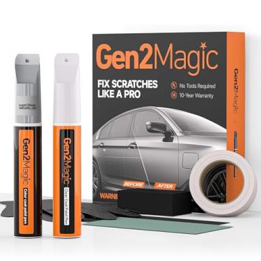 Imagem de Gen2Magic Kit de caneta de tinta de retoque metálico prata lingote para Ford [revestimento transparente incluído], combinação de cores UX para arranhões, lascas de pedras, amassados, reparo fácil de