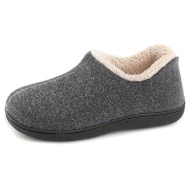 Imagem de ULTRAIDEAS Pantufas femininas confortáveis de espuma viscoelástica com forro de lã quente, sapatos femininos fechados para casa traseira com sola de borracha antiderrapante para uso externo, Cinza, 8