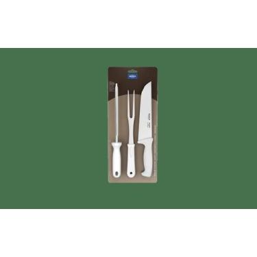 Imagem de Kit Churrasco Brinox Precision 3 Peças Faca, Garfo Trinchante E Chaira