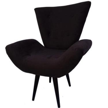 Imagem de Poltrona Decorativa Emília Pés Tabaco Suede Preto - SA Móveis - Estopa