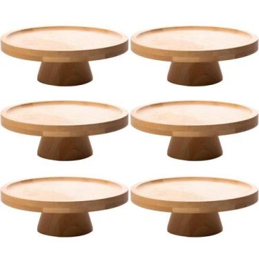 Imagem de Kit 6 Pratos para Bolo com Pedestal Bambu 20cm Padaria Confe - Lyor