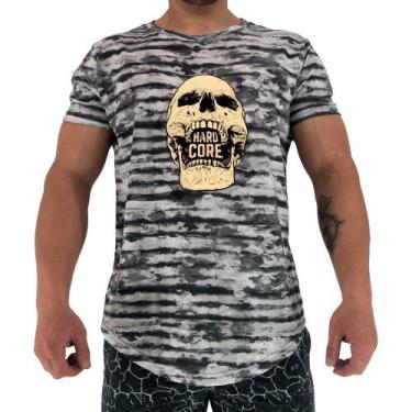 Imagem de Camiseta Longline Manga Curta MXD Conceito Hardcore Skull, Cinza, Pret