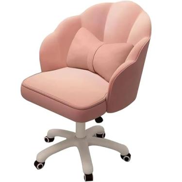 Imagem de Cadeira de trabalho moderna tufada de computador mesa de escritório em casa cadeira borboleta com encosto central estofado giratório altura ajustável veludo acento cadeira (cor: Rosa)