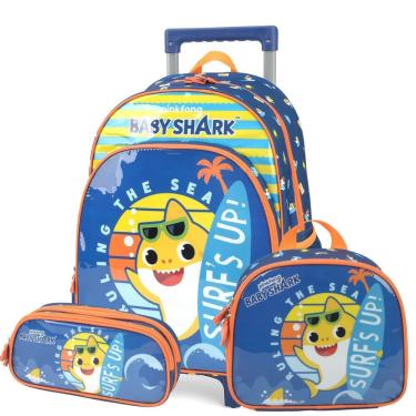 Imagem de Kit Mochila Lancheira Estojo Baby Shark Surf Luxcel