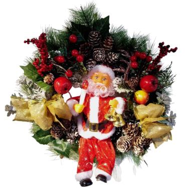 Imagem de Guirlanda Natal Papai Noel 38cm Luz Som Movimentos saldão.