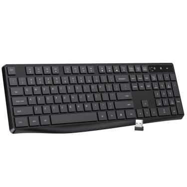 Imagem de Teclado sem fio Lovaky MK98 2.4G ergonômico de tamanho completo preto