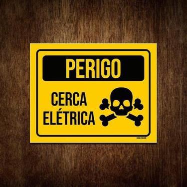 Imagem de Placa De Sinalização Aviso Perigo Cerca Elétrica 36X46