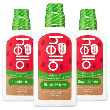 Imagem de Enxaguante bucal hello Natural Watermelon Flavour Kids 480 ml (pacote com 3)
