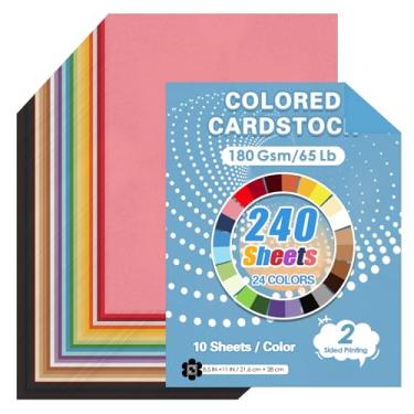 Imagem de 240 folhas de papelão colorido a granel 180 g/m² papel colorido 21,6 cm x 28 cm, papel de impressão de cartão de cores sortidas para escola, escritório, artesanato faça você mesmo
