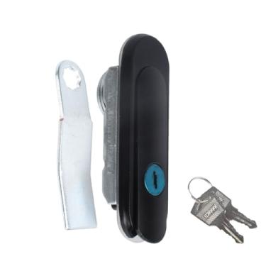 Imagem de JIQI Caixa de ferramentas de trava plana com alça de interruptor, trava de superfície de pressão para interruptor de controle de porta de armário e porta de caixa de eletrodomésticos com 2 chaves e