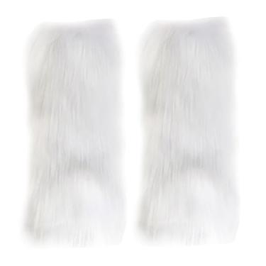 Imagem de Polainas de pele, polainas felpudas de pele sintética, 15,7 polegadas, polainas peludas falsas 1 par, capas de botas peludas brancas