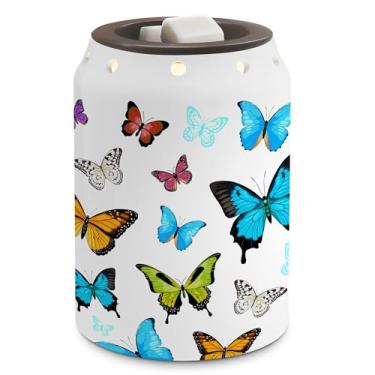 Imagem de TEDDROP Aquecedor de cera de borboleta, decoração de borboleta de fazenda, presentes de inauguração de casa para mulheres, aquecedor elétrico de cera de cerâmica para banheiro, cozinha, casa