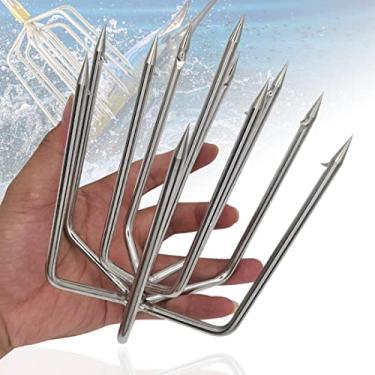 Imagem de Dutiplus Arpão de pesca grande de aço inoxidável com barra de 1 a 11 garras para garfo de pesca com parafuso de 8 mm para pegar toupeira grande sapo-touro (prata 11PY)
