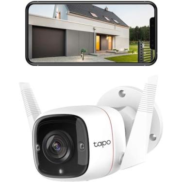 Imagem de Tapo Câmera de segurança TP-Link 2K externa com fio, IP66 à prova de intempéries, detecção de movimento/pessoa, sirene embutida com visão noturna, armazenamento de cartão nuvem/SD, áudio bidirecional,