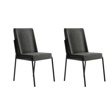 Imagem de Conjunto 2 Cadeiras De Jantar Hug 1749 Carraro Grafite Preto