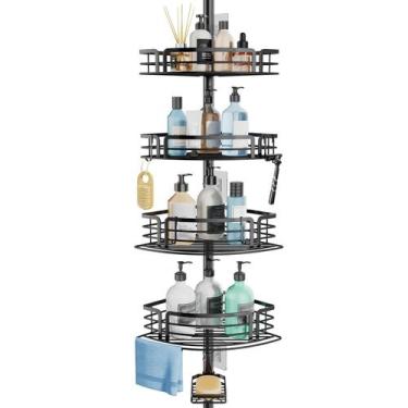 Imagem de O poste de tensão Corner Shower Caddy consome aço inoxidável preto - C