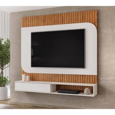 Imagem de Painel Tom para TV`s até 65`` Painel com Bordas Arredondadas - Freijó/Off White DJ Móveis
