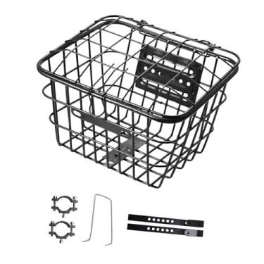 Imagem de simhoa Cesta frontal para bicicleta de montanha infantil, acessório para meninos e meninas, cesta frontal para bicicleta suspensa, durável para compras ao ar, Ferro, 27.5 Cm X 22.8 Cm X