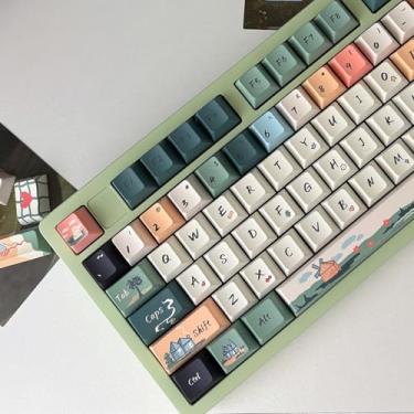 Imagem de 152 teclas PBT Dye Sub Custom Keycaps Cherry Profile Conjunto de teclas verdes adequado para 61/64/87/104/108 Cherry Mx Switches Teclado Mecânico