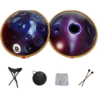 Imagem de Handpan Portátil Hand Pan Steel Tongue Drum 9 10 12 14 Notas Instrumento De Percussão Com Bolsa De Transporte Para Iniciantes Cura Pelo Som, Meditação Pessoal, Purple, 10Notes