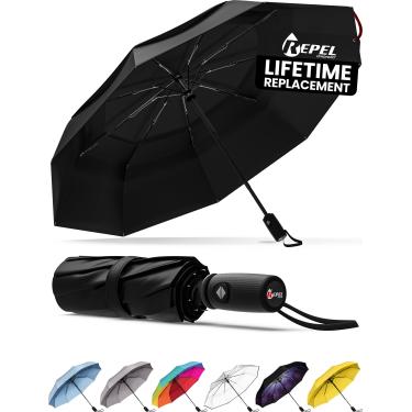Imagem de Guarda-chuva Repel Umbrella pequeno, portátil, compacto, leve e automático, Preto, Clássico