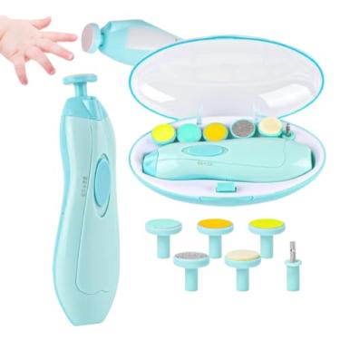 Imagem de Lixa de Unha Elétrica para Bebê - Com Luz LED, Silenciosa e Portátil - 6 Cabeças de Lixa Infantil Recém-Nascido - Aparador de Unha Seguro - Cortador de Unha Elétrico para Bebês e Crianças - Shop100 (Azul)